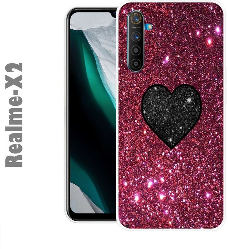 CellWorld Back Cover for Realme X2  (Pink, Black, Grip Case, Silicon)