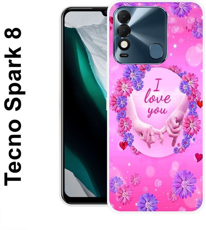 KUDI Back Cover for Tecno Spark 8  (Pink, Purple, Silicon)