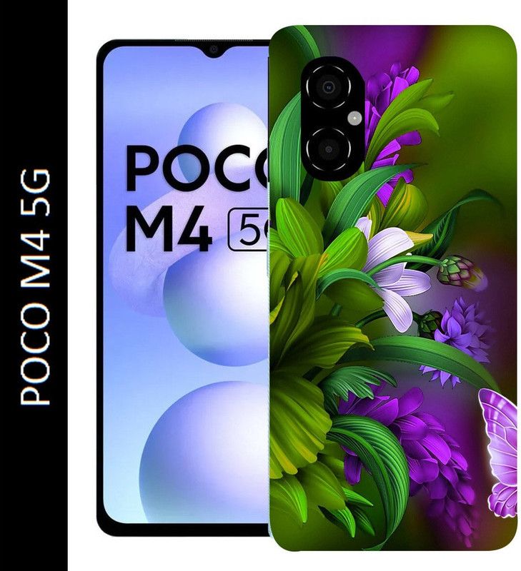 mitzvah Back Cover for POCO M4 5G  (Green, Purple, Grip Case, Silicon, Pack of: 1)