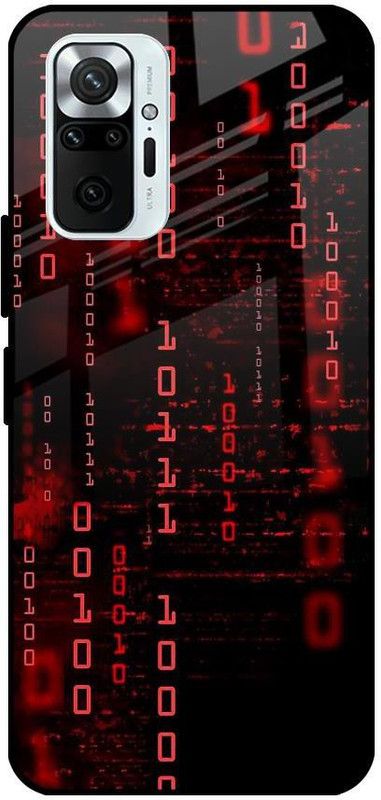 QRIOH Glass Back Cover for Redmi Note 10 Pro Max  (Black, Red, Grip Case, Silicon, Pack of: 1)