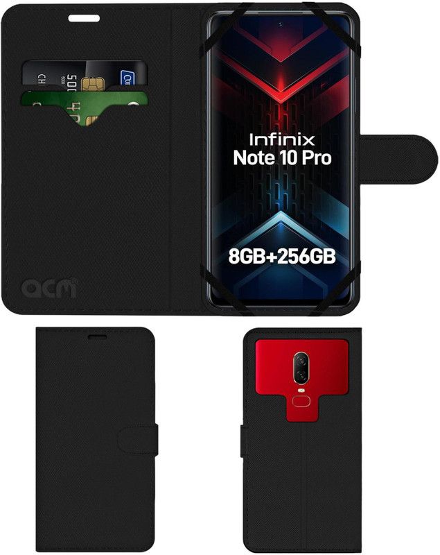 ACM Flip Cover for Infinix Note 10 Pro  (Black, Cases with Holder, Pack of: 1)