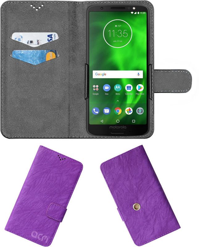 ACM Flip Cover for Motorola Moto G6  (Purple, Cases with Holder, Pack of: 1)