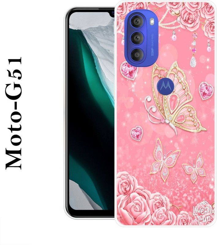 BAGRA Back Cover for Motorola Moto G51  (Beige, Pink, Silicon)