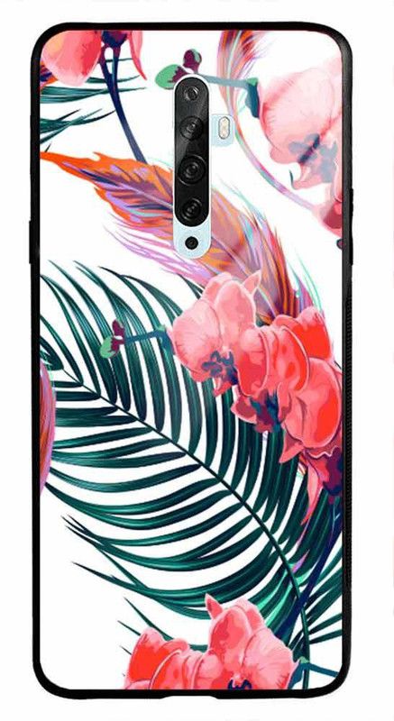 NDCOM Back Cover for OPPO Reno2 Z Red Flowers Printed Glass Case  (Multicolor, Grip Case, Pack of: 1)