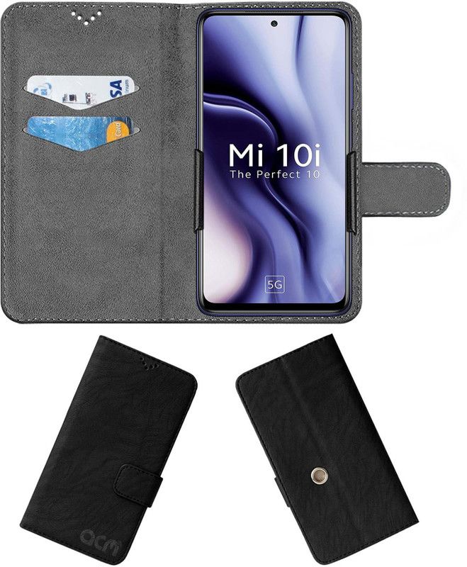 ACM Flip Cover for Xiaomi Mi 10i  (Black, Cases with Holder, Pack of: 1)
