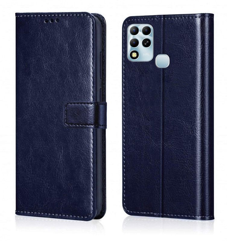 Nuvak Flip Cover for Infinix Hot 12  (Blue, Magnetic Case, Pack of: 1)
