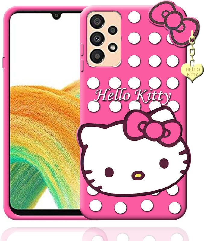 Rance Back Cover for Samsung Galaxy A33 5G- Hello Kitty Case | 3D Cute Doll | Soft Girl Back Cover with Pendant  (Pink, Flexible, Silicon, Pack of: 1)
