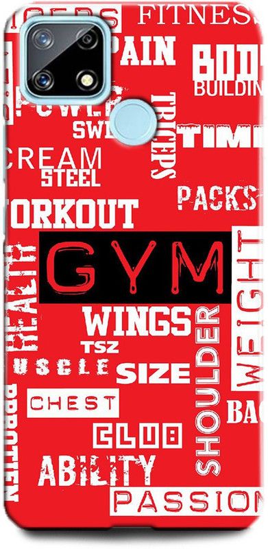 INDICRAFT Back Cover for Realme Narzo 20, RMX2193 GYM, FITNESS, WORKOUT, NO PAIN NO GAIN, SPORTS  (Multicolor, Hard Case, Pack of: 1)