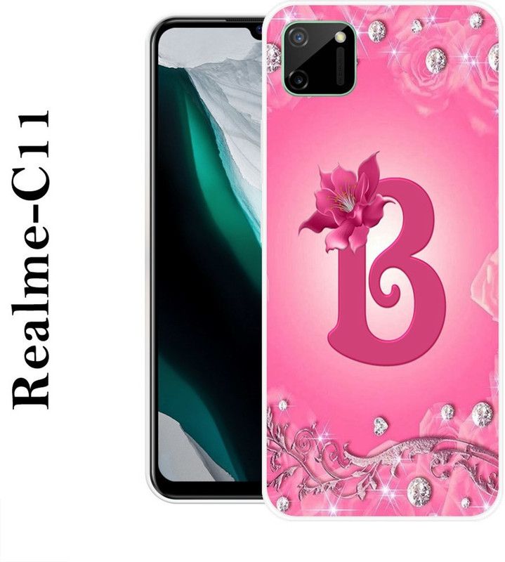 INDIALAND Back Cover for Realme C11  (Pink, Silver, Grip Case, Silicon)