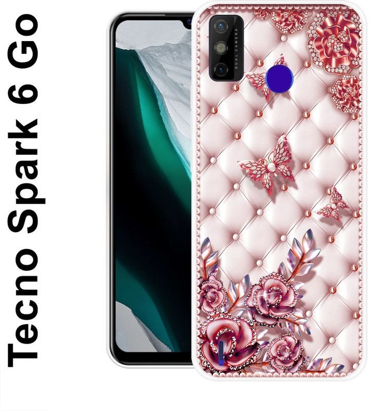 KUDI Back Cover for Tecno Spark 6 Go, Tecno Spark Go 2021  (White, Purple, Grip Case, Silicon)