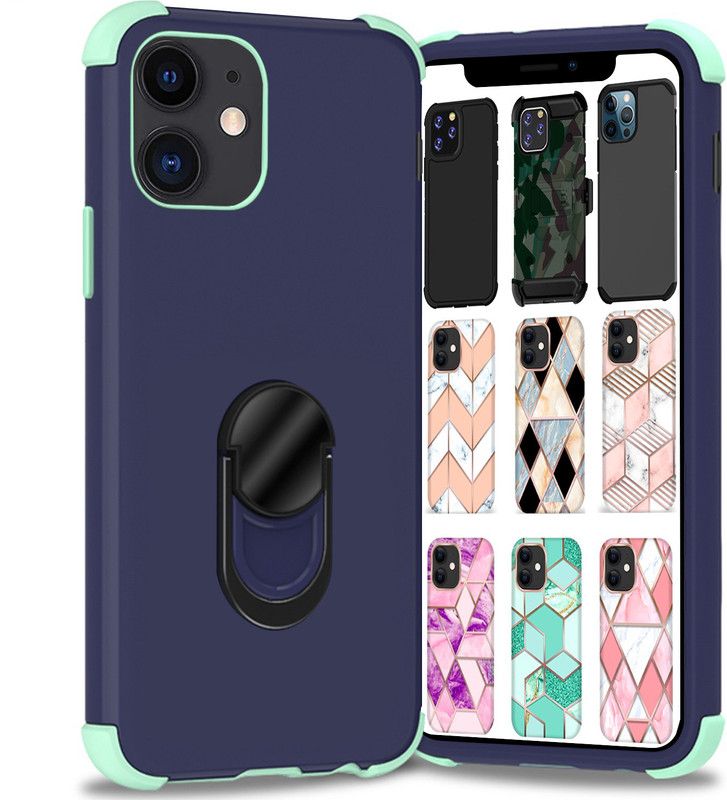 DuraSafe Cases Back Cover for iPhone 12 2020 6.1" [ A2172 A2402 A2404 A2403 ] Magnetic Ring KickStand Multi - Layer Case  (Blue, Ring Case, Silicon, Pack of: 1)