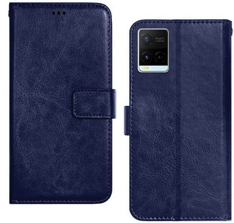 COVERBLACK Flip Cover for vivo Y21A  (Blue, Magnetic Case, Pack of: 1)