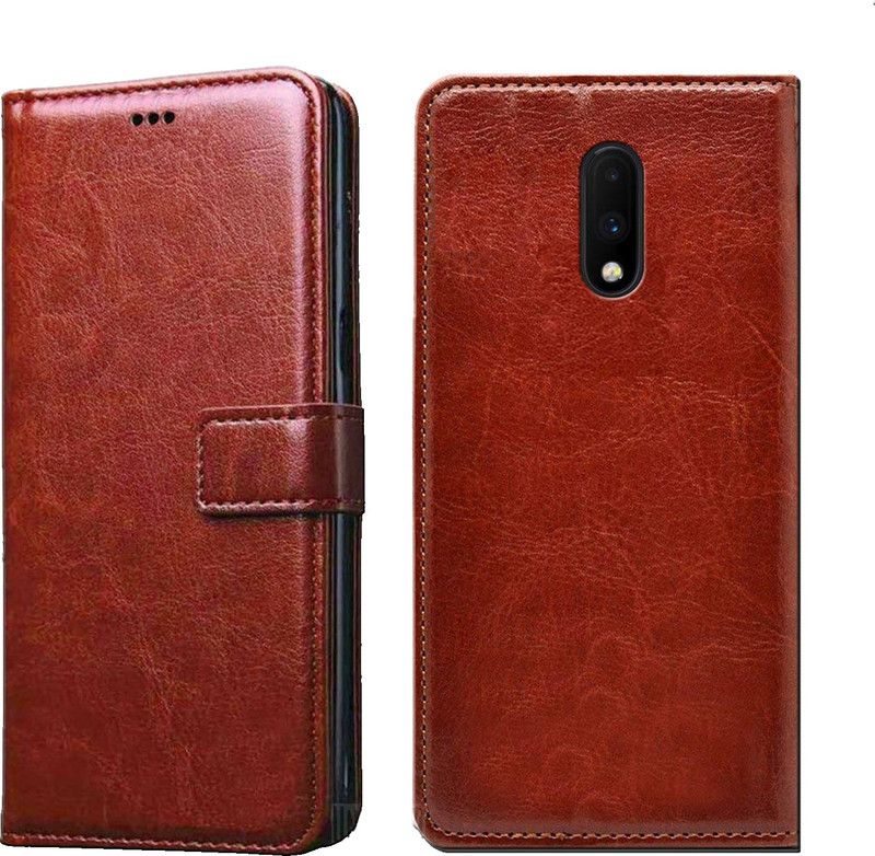 Digilett Flip Cover for OnePlus 7  (Brown, Dual Protection, Pack of: 1)