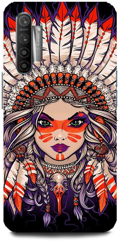 Afterglow Back Cover for Realme X2 GRIL, INDIAN, WAR BONNET, FEATHERS, ART, COLORFUL  (Multicolor, Shock Proof, Pack of: 1)