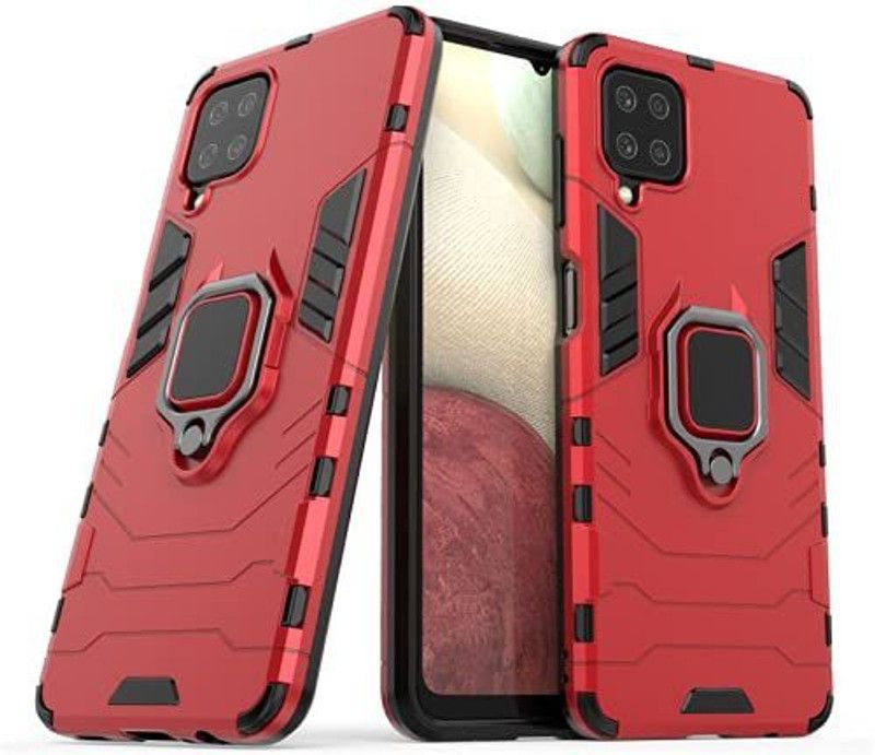 VOSKI Back Cover for Samsung Galaxy M42 5G Armor Rugged Shockproof with Metal Rotating Ring Case  (Red, Dual Protection, Pack of: 1)