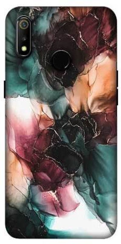 NDCOM Back Cover for REALME 3 Colorful And Bold Marble Pattern Printed  (Multicolor, Hard Case, Pack of: 1)