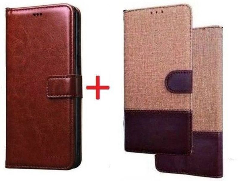 YuniKase Flip Cover for Realme C33  (Brown, Brown, Shock Proof, Pack of: 2)