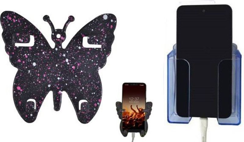 M/S DSNS Wall Mount Mobile Phone Charging Holder Storage Shelf Case For Home Kitchen, Bedroom, Office, All Smartphones Wall Hanging for charging (Pack OF 2) Mobile Holder