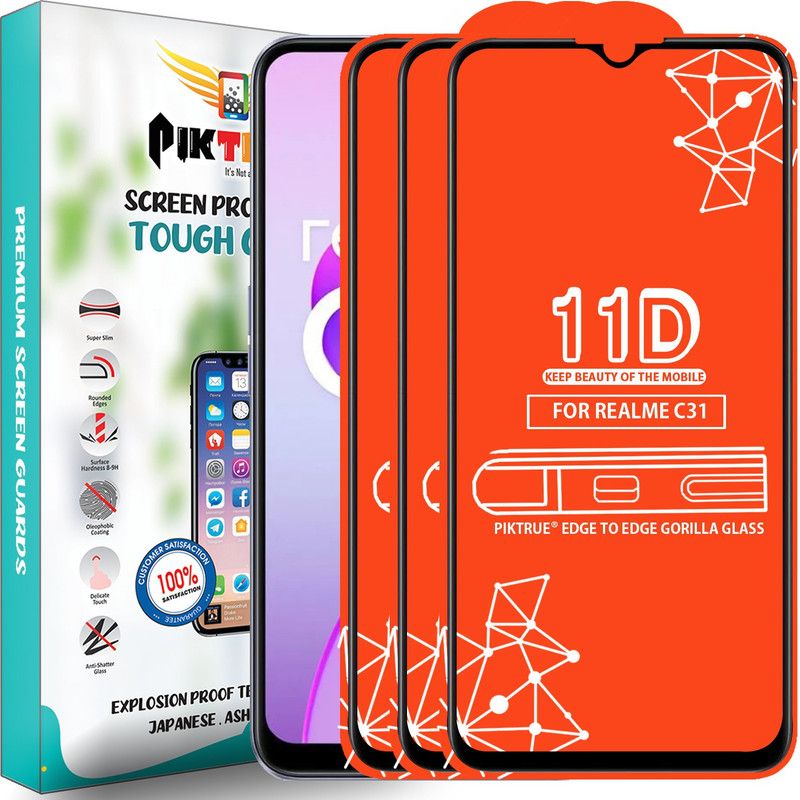PikTrue Edge To Edge Tempered Glass for Realme C31  (Pack of 3)