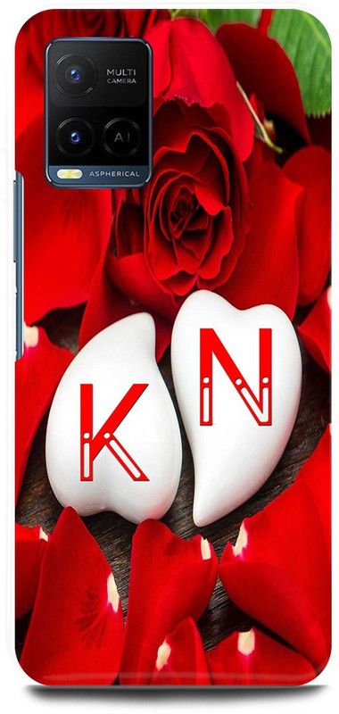JUGGA Back Cover for Vivo Y21T, V2135, K LOVES N NAME,K NAME, N LETTER, ALPHABET,K LOVE N NAME  (Red, Hard Case, Pack of: 1)