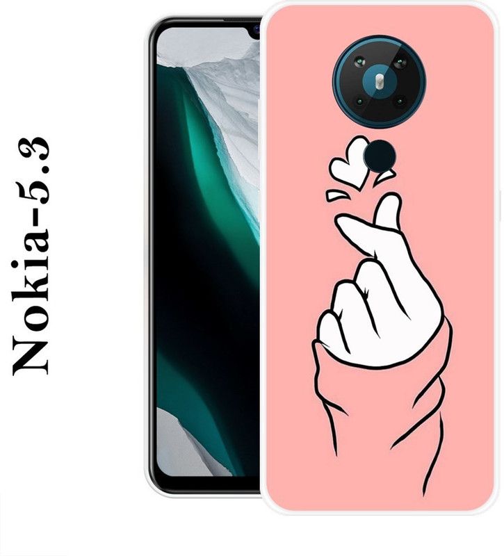 REDFLY Back Cover for Nokia 5.3  (Pink, White, Grip Case, Silicon)