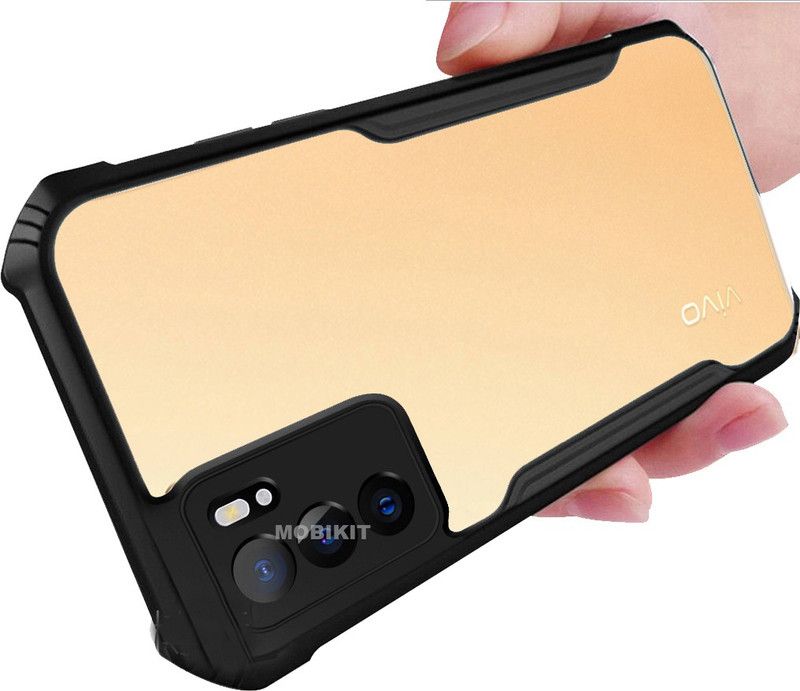 ShopGlobal Back Cover for 'Vivo V23e' Transparent Hybrid Hard PC Back TPU Bumper Impact Case  (Black, Transparent, Shock Proof)
