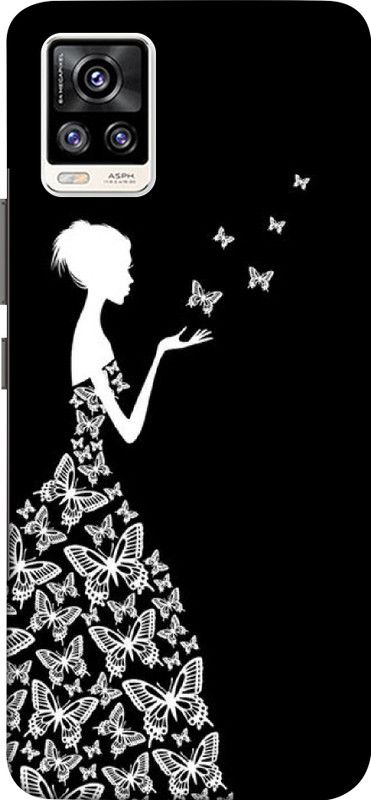 kolli Back Cover for Vivo V20  (Black, White, Hard Case, Pack of: 1)