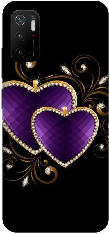 UMPRINT Back Cover for Redmi Note 10T/M2103K9I Love Heart Diamond Printed Back Cover  (Multicolor, Hard Case, Pack of: 1)