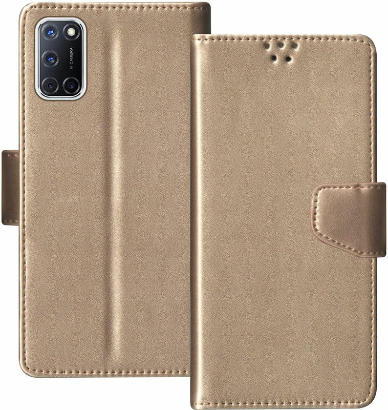 korumacase Flip Cover for Oppo A72  (Gold, Shock Proof, Pack of: 1)