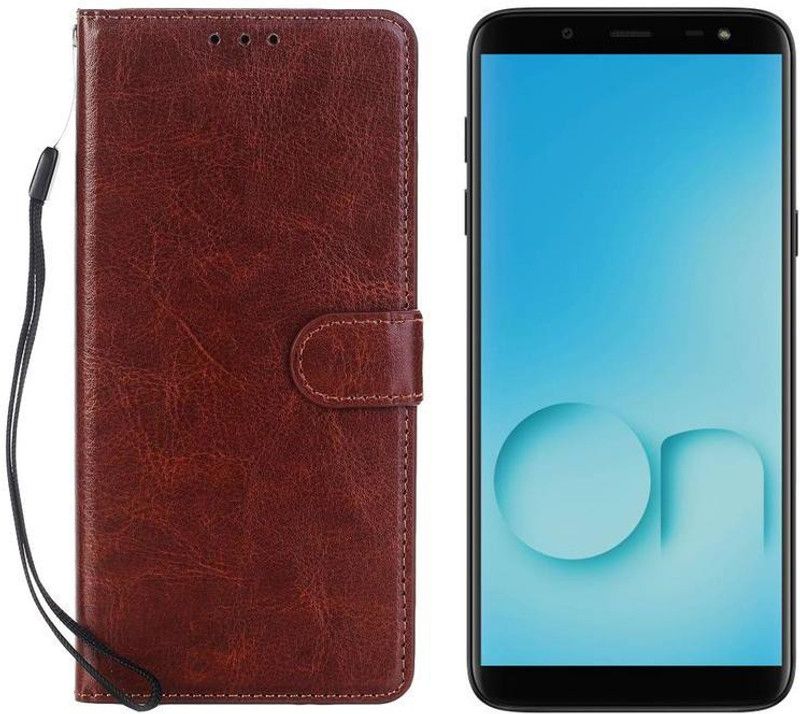 Dgeot Flip Cover for Samsung Galaxy On6 (Black, 64 GB) (4 GB RAM)  (Brown, Dual Protection, Pack of: 1)