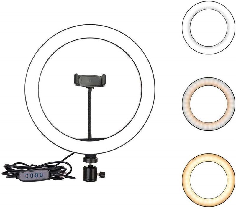 IKART Ring Light Remote Control 3 Light Modes 11 Level Brightness Dimmable 3 Modes For Live Strieaming, LED Makeup Ring Light,Roposo Video with 7ft Stand Flash  (Black)