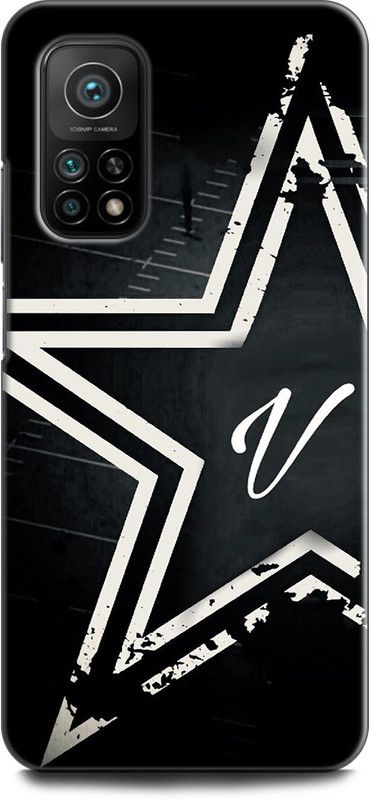 INDICRAFT Back Cover for Mi 10T V, V LETTER, STAR, BLACK, ALPHABET  (Multicolor, Dual Protection, Pack of: 1)