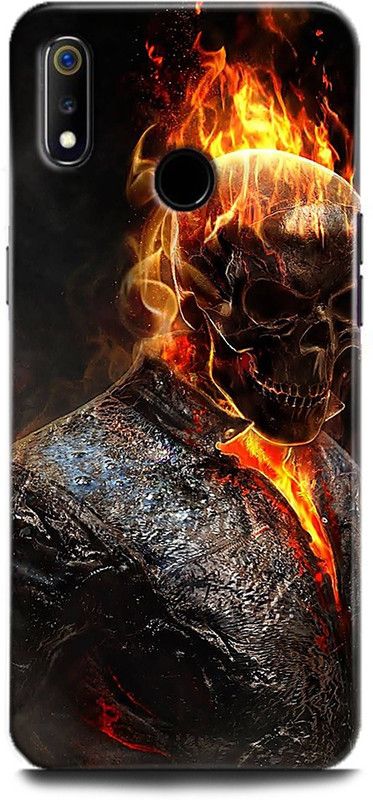 Afterglow Back Cover for Realme 3 GHOST RIDER, BLUE FKLAME, FIRE, SKULL  (Multicolor, Shock Proof, Pack of: 1)