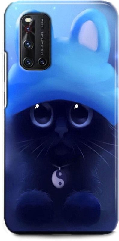 INDICRAFT Back Cover for Vivo V19, Vivo 1933 CAT, CUTE CATE, LITTILE, BLACK CAT  (Multicolor, Hard Case)
