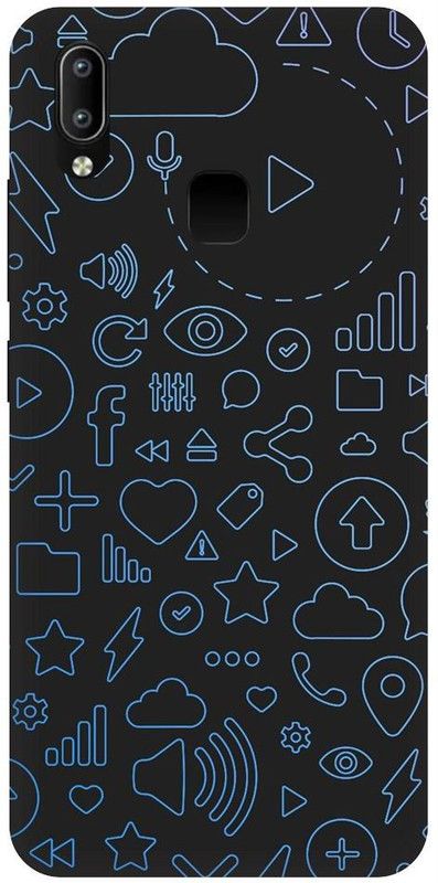 URCHIN Back Cover for Vivo Y93 facebook,cross,plus,minus,abstract,dark,star,heart,whatsapp,twitter,instagram  (Multicolor, Shock Proof, Pack of: 1)