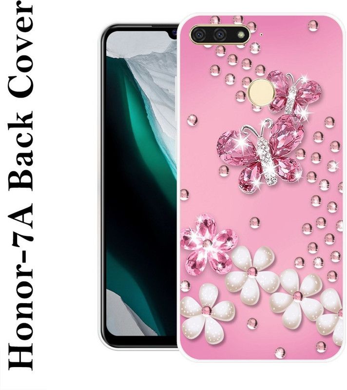 INDIALAND Back Cover for Honor 7A  (Pink, White, Grip Case, Silicon)