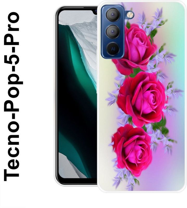 redfly Back Cover for Tecno Pop 5 Pro  (Pink, Red, Silicon)