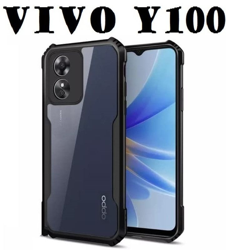 welldesign Back Cover for vivo Y100 5G, vivo Y100 A 5G  (Transparent, Black, Shock Proof, Pack of: 1)