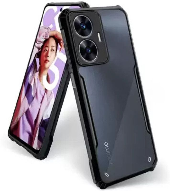 Mobile Back Cover Pouch for Realme C55, (IP)  (Black, Transparent, Shock Proof, Pack of: 1)