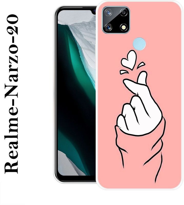 REALKING Back Cover for Realme Narzo 20  (Pink, White, Silicon)