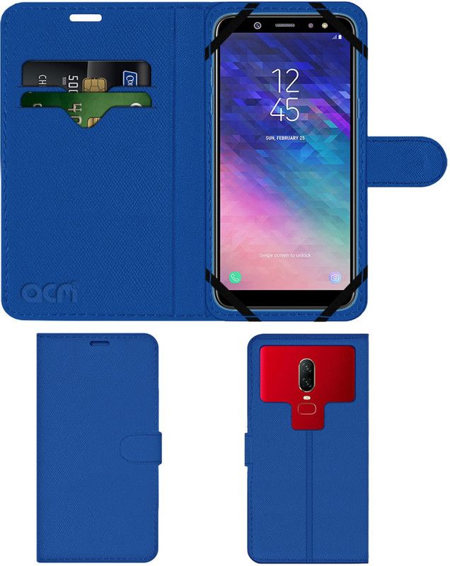 ACM Flip Cover for Samsung Galaxy A6 Plus  (Blue, Cases with Holder, Pack of: 1)