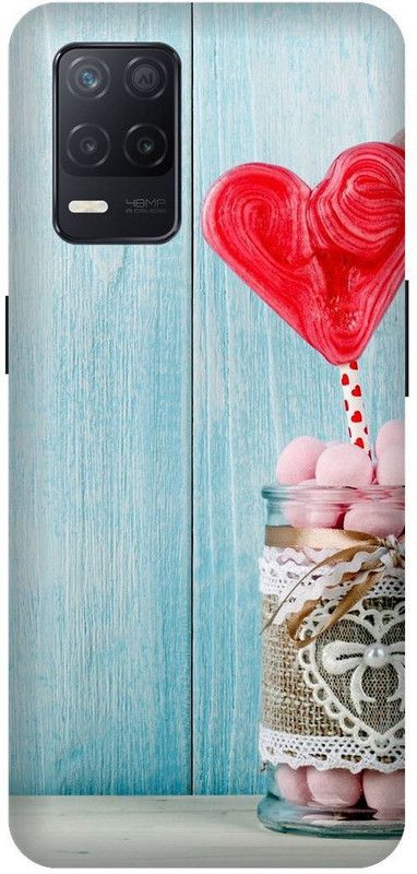UMPRINT Back Cover for Realme 8/RMX3085 Chocolate Candy Blue Printed Back Cover  (Multicolor, Hard Case, Pack of: 1)
