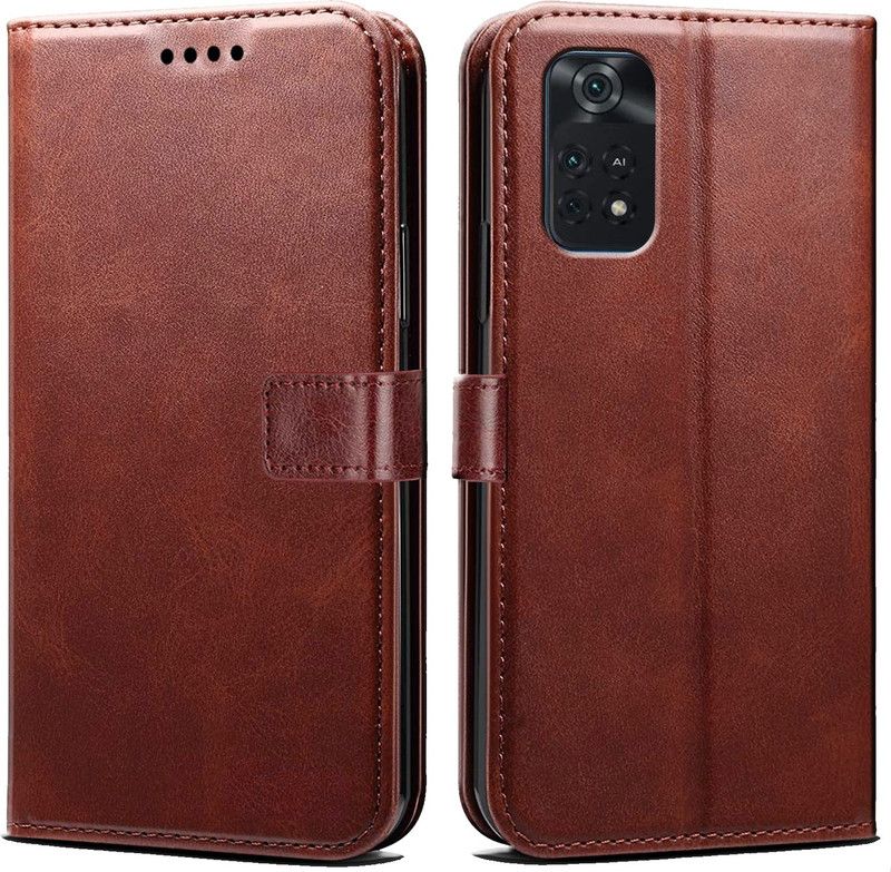 MGito Flip Cover for POCO M4 Pro  (Brown, Dual Protection, Pack of: 1)
