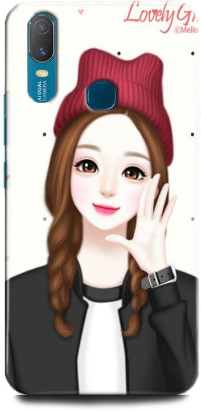 WallCraft Back Cover for Vivo Y11, Vivo 1906 GIRL, ANIME, PINK, LOVELY GIRL, CARTOON, CUTE GIRL, DOLL  (Multicolor, Dual Protection)