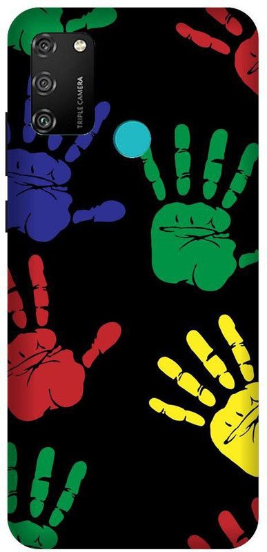 URCHIN Back Cover for Honor9A hands, colour, holi, colourfull, dark, black  (Multicolor, Shock Proof, Pack of: 1)
