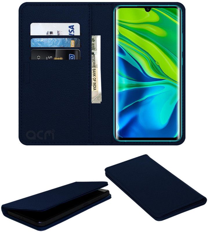 ACM Flip Cover for Mi Note 10 Pro  (Blue, Cases with Holder, Pack of: 1)