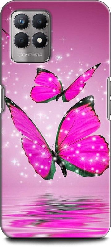 Dronk Back Cover for Realme 8i, RMX3151 BUTTERFLY, GLITTERS, CUTE,AWESOME, WALLPAPERS, LOVE, SWEET, PINK  (Multicolor, Dual Protection, Pack of: 1)