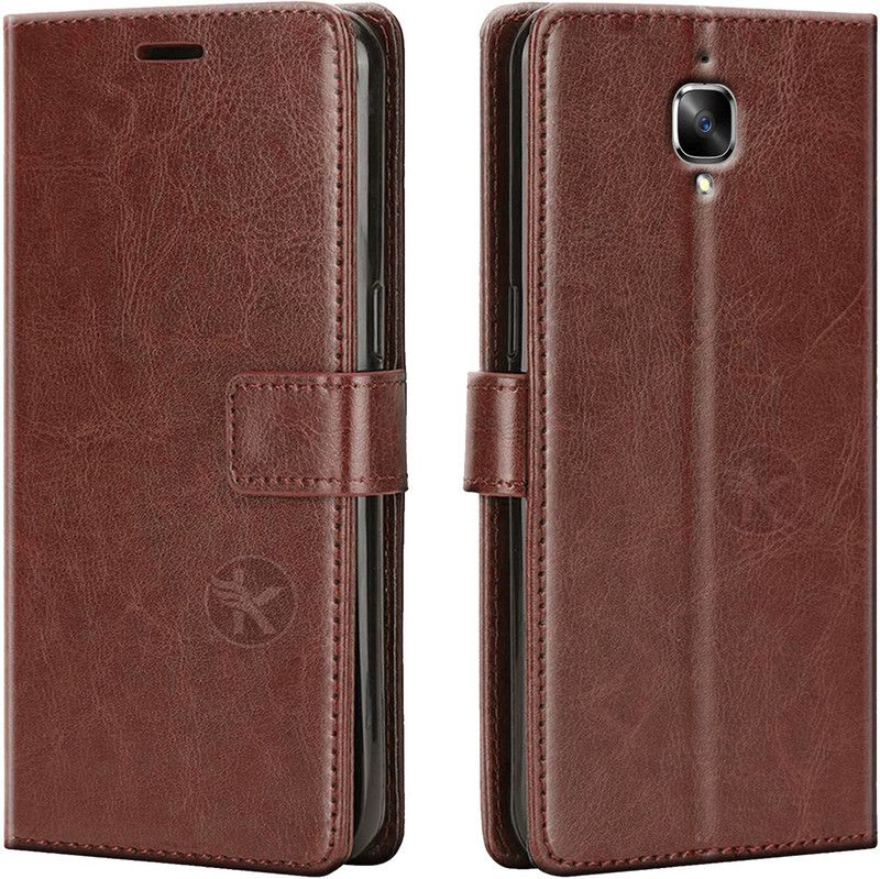Dgeot Wallet Case Cover for OnePlus 3T 360 Degree Complete Protection Vintage Flip Cover  (Brown, Dual Protection, Pack of: 1)