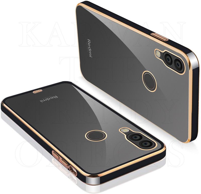 KARWAN Back Cover for Mi Redmi Note 7 Pro  (Black, Gold, Transparent, Shock Proof, Silicon, Pack of: 1)