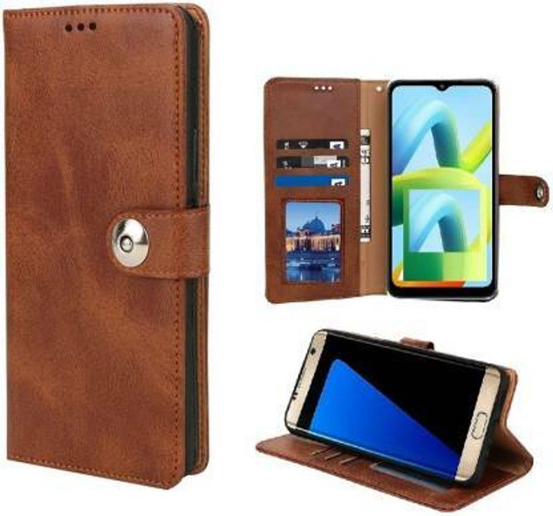 Mycos Flip Cover for Samsung Galaxy F12  (Brown, Dual Protection, Pack of: 1)